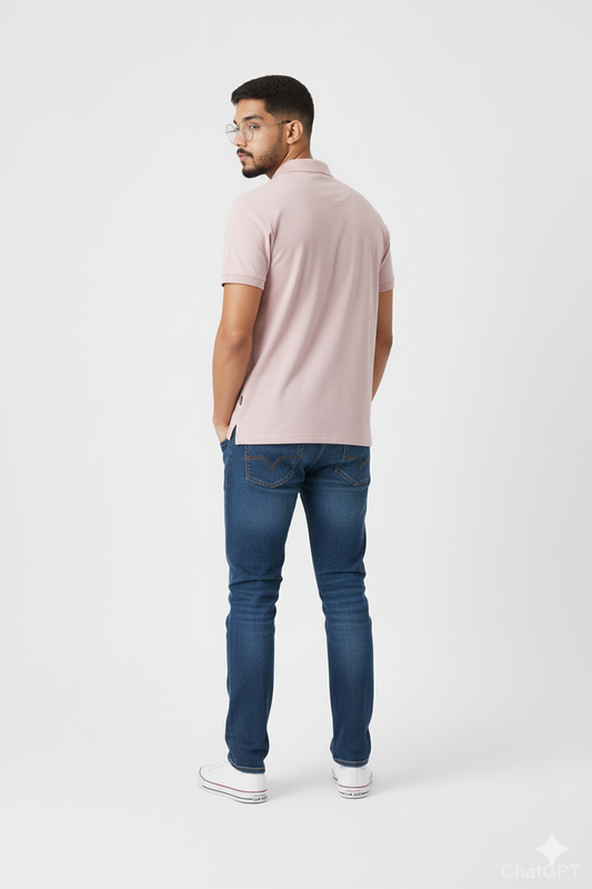 Men’s Pink Polo T-Shirt with Zip Neck